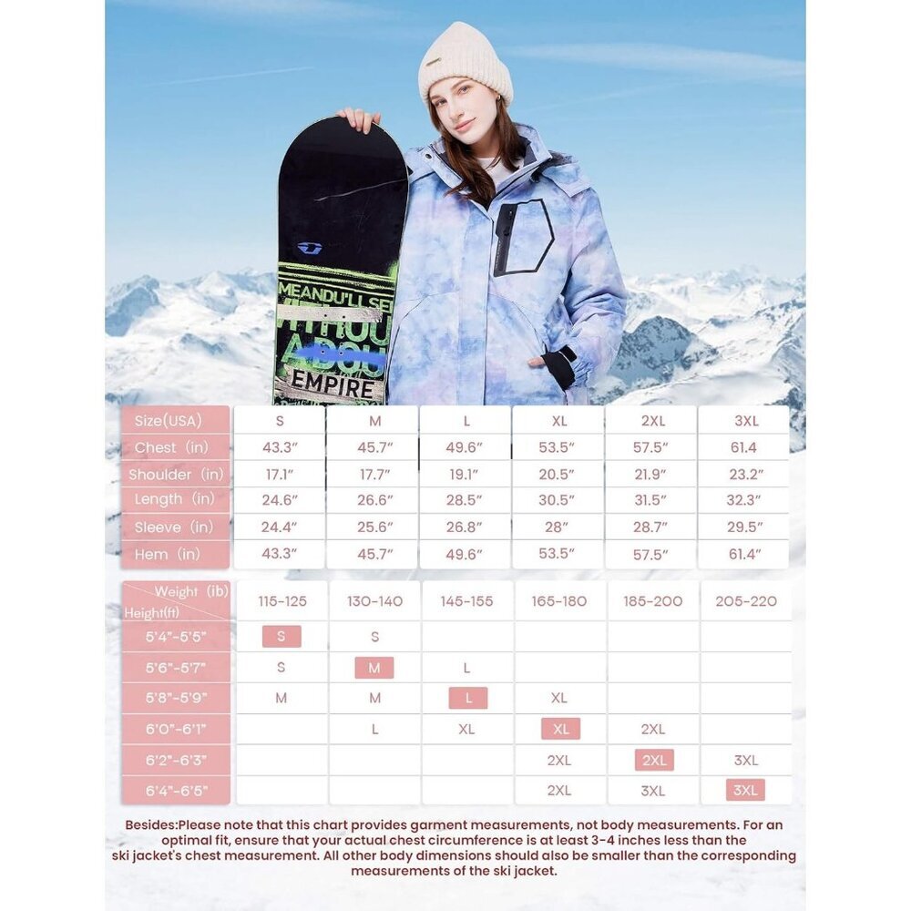 Women's Pink  Waterproof Ski Jacket Warm Winter Coats Windproof with Hood - Picture 7 of 7